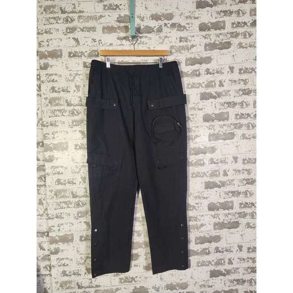 Forever 21 Other - Forever 21‎ Men Jogger Pants XL Black Cargo Snap Button Ankle Athleisure Comfort